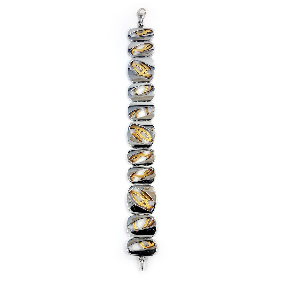 Silver bracelet with yellow gold