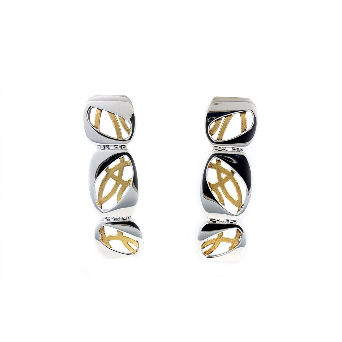 Silver earings with yellow gold